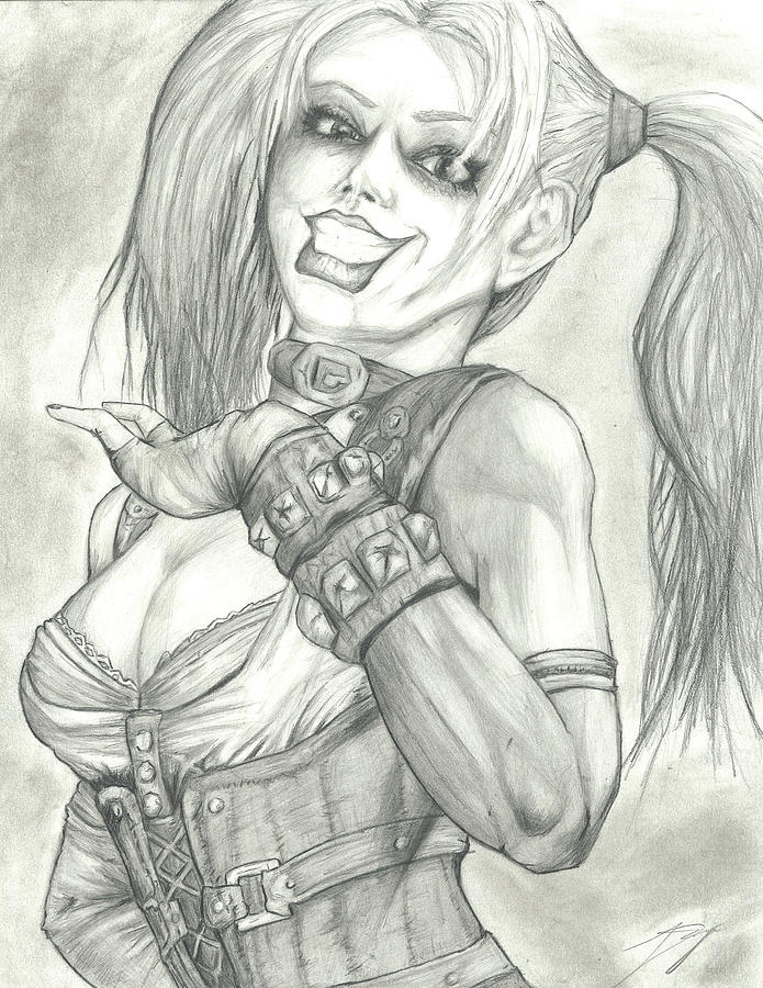 695x900 Arkham City Harley Quinn Drawing - Harley Quinn Drawing