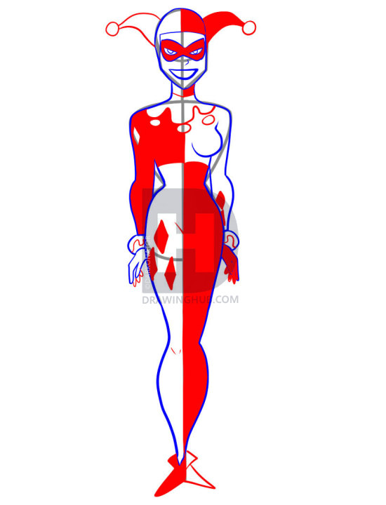 550x720 How To Draw Harley Quinn, Step - Harley Quinn Easy Drawing