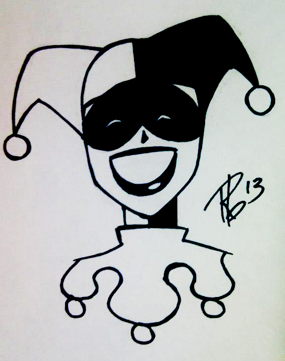 574x728 Harley Quinn Cartoon Sketch - Harley Quinn Easy Drawing