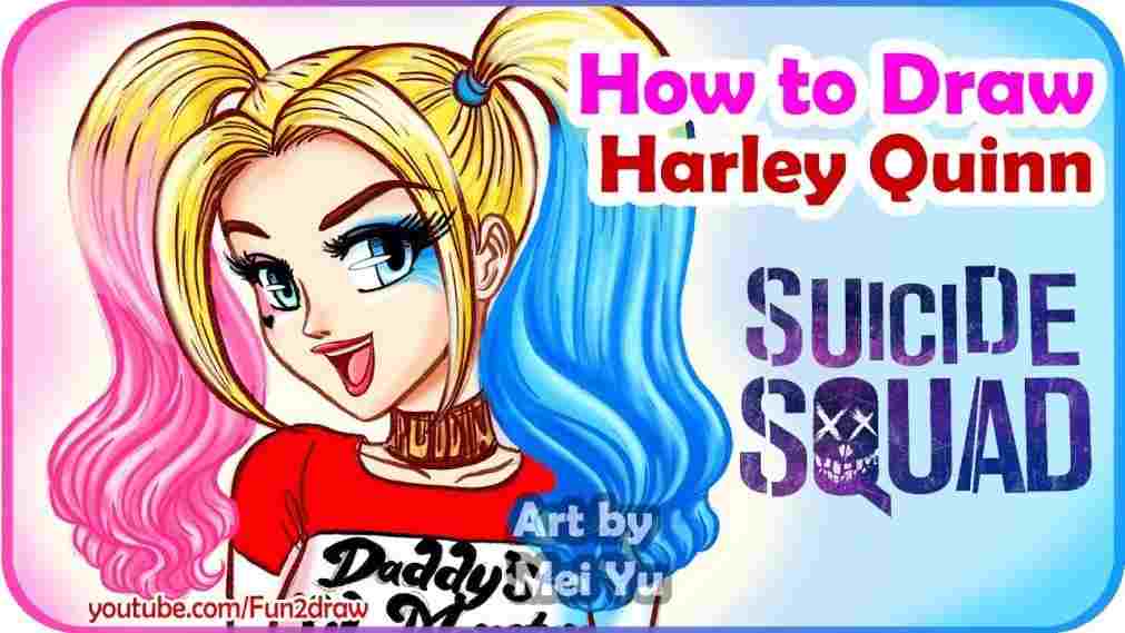 1011x569 Easy Easy Draw Harley Quinn Drawing - Harley Quinn Easy Drawing