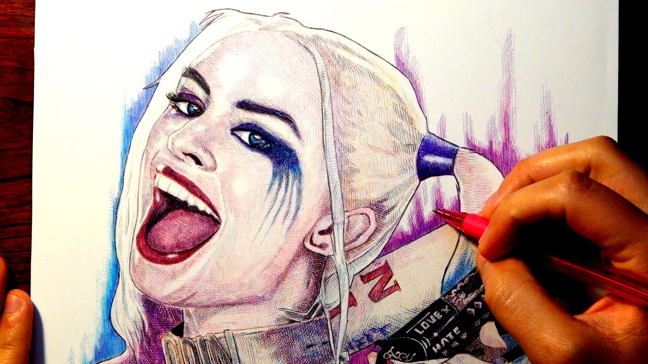 1280x720 harley quinn suicide squad drawing - Harley Quinn Face Drawing