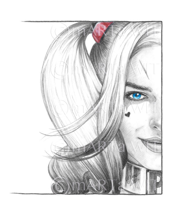 570x708 Harley Quinn Beautiful Image Drawing Drawing Skill - Harley Quinn Face Drawing