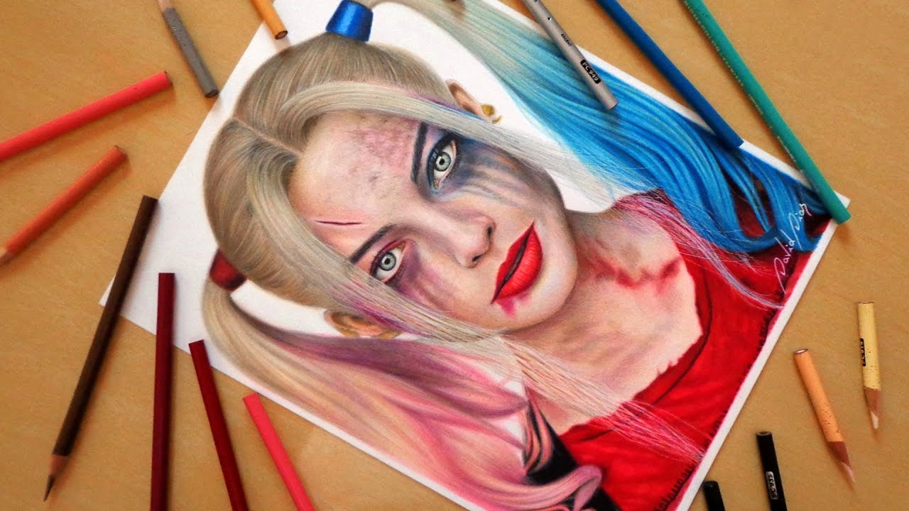 Excellent Harley Quinn Pencil Sketch Half Face Photos - Harley Quinn Face D...