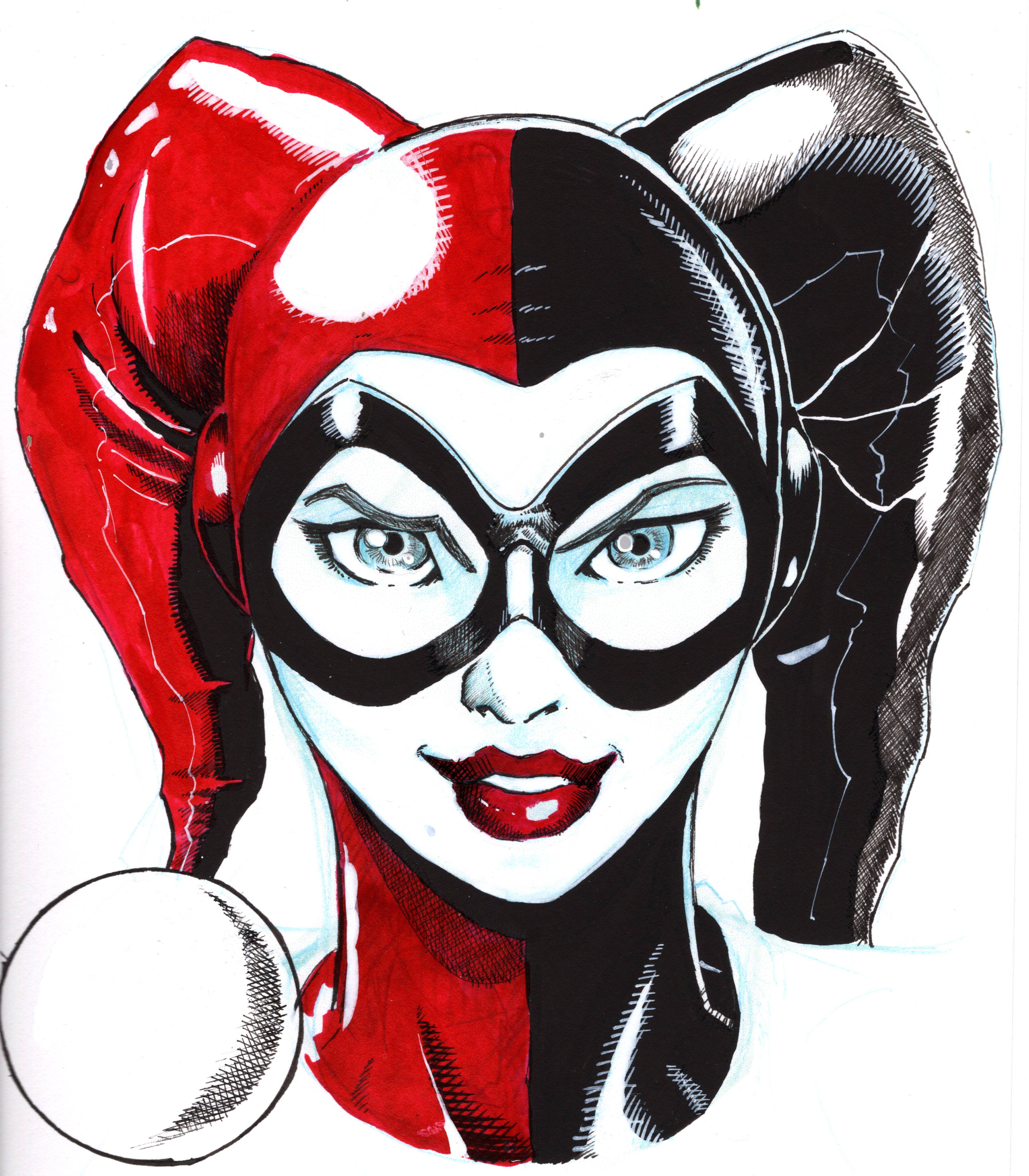 Harley Quinn Face Drawing at Explore collection of