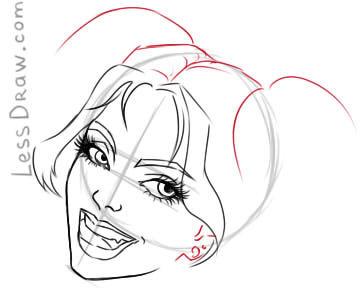 363x289 How To Draw Harley Quinn Step - Harley Quinn Face Drawing