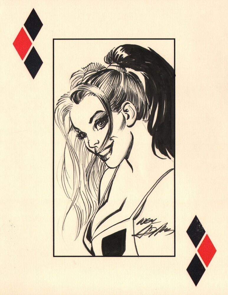 773x1000 Signed Neal Adams Original Dc Comics Batman Joker Art Sketch - Harley Quinn Face Drawing