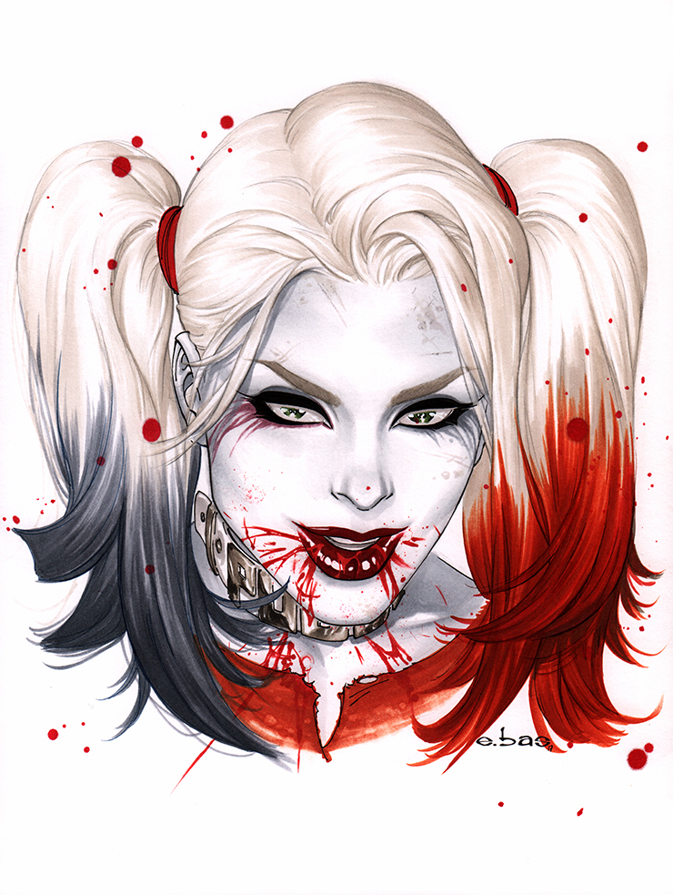 740x983 Ebas Bloody Harley Quinn - Harley Quinn Face Drawing