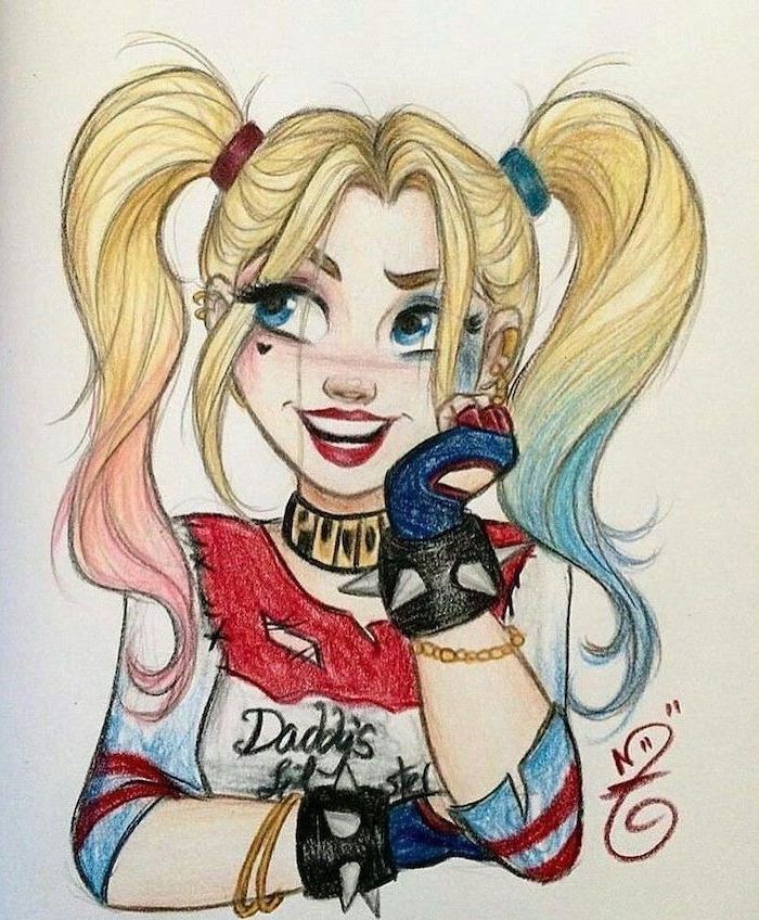700x848 + Ideas How To Draw A Girl - Harley Quinn Face Drawing