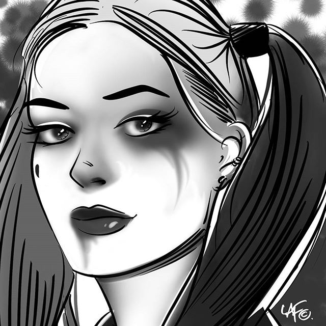 640x640 Charcoal Drawing Harley Quinn For Free Download - Harley Quinn Face Drawing