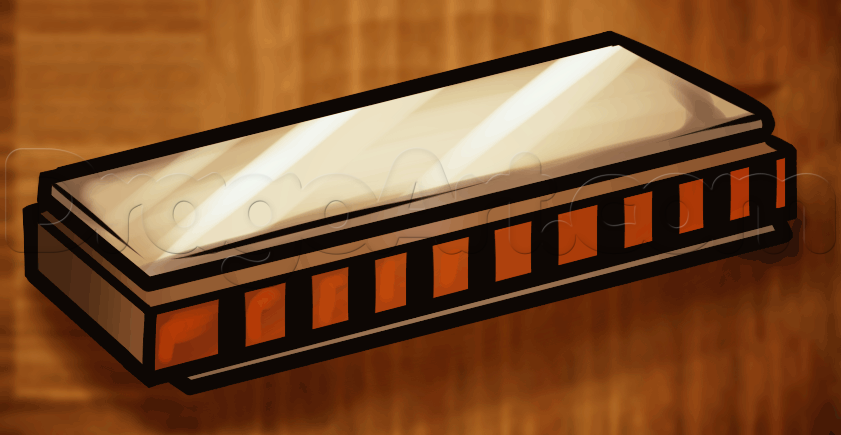 841x435 How To Draw A Harmonica, Step - Harmonica Drawing