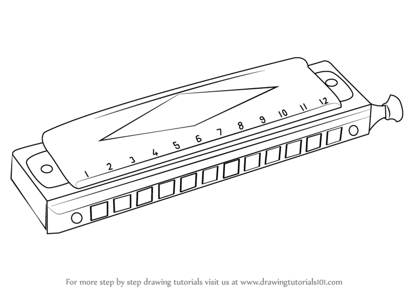 800x566 Learn How To Draw A Mouth Organ - Harmonica Drawing