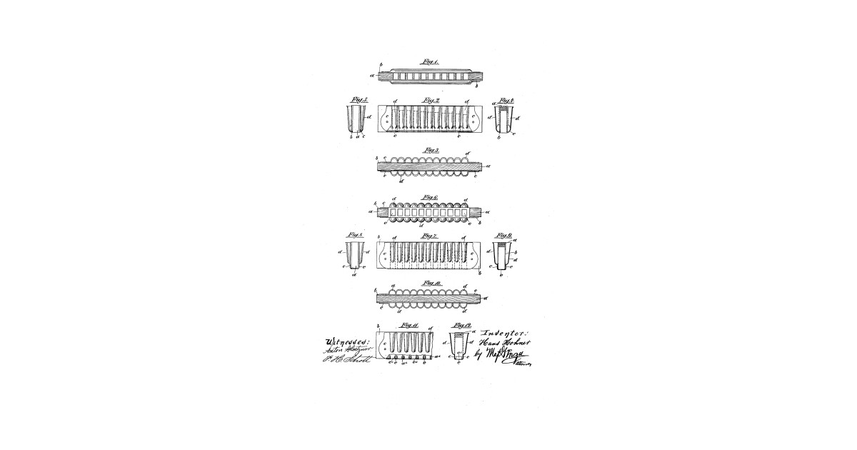1200x630 Mouth Harmonica Vintage Patent Hand Drawing - Harmonica Drawing