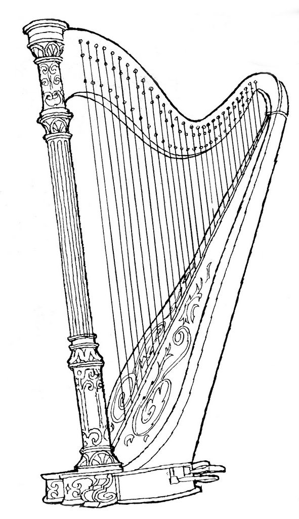 Арфа рисунок. Арфа. Арфа музыкальный инструмент. Арфа карандашом. Арфа музыкальный инструмент рисунок.