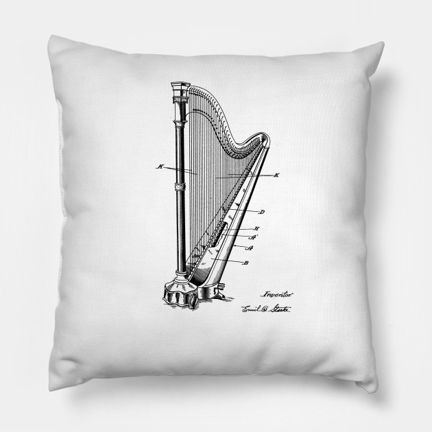 630x630 Harp Vintage Patent Drawing - Harp Drawing