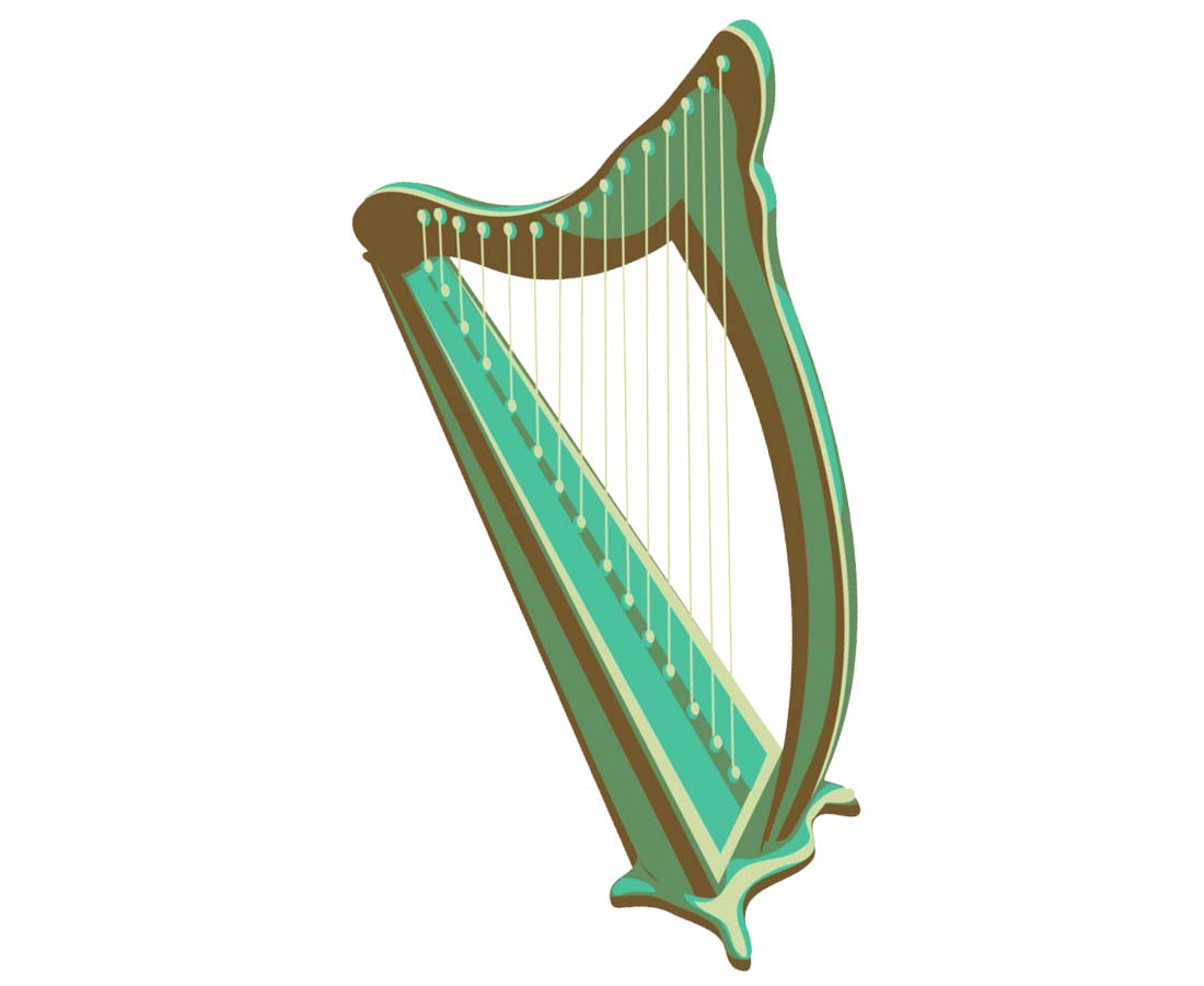1100x900 Harp Clip Art Simple Drawing - Harp Drawing
