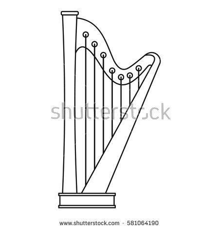 450x470 Image Result For Simple Harp Pattern Printable Sewing Drawings - Harp Drawing