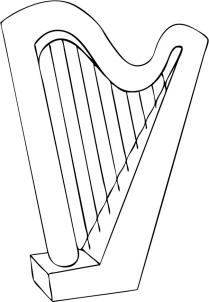 209x302 Drawing Printout How To Draw A Harp - Harp Drawing