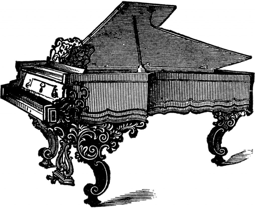 1024x836 Vintage Grand Piano Or Harpsichord Image Music Clip Art Cards - Harpsichord Drawing