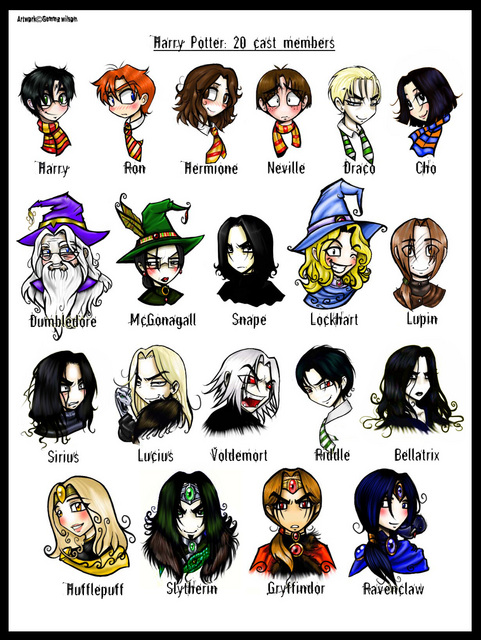 481x640 harry potter characters drawn anime style this is it - Harry Potter Cartoon Drawing