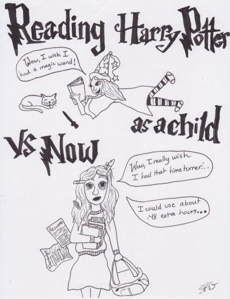 463x600 cartoon reading harry potter - Harry Potter Cartoon Drawing