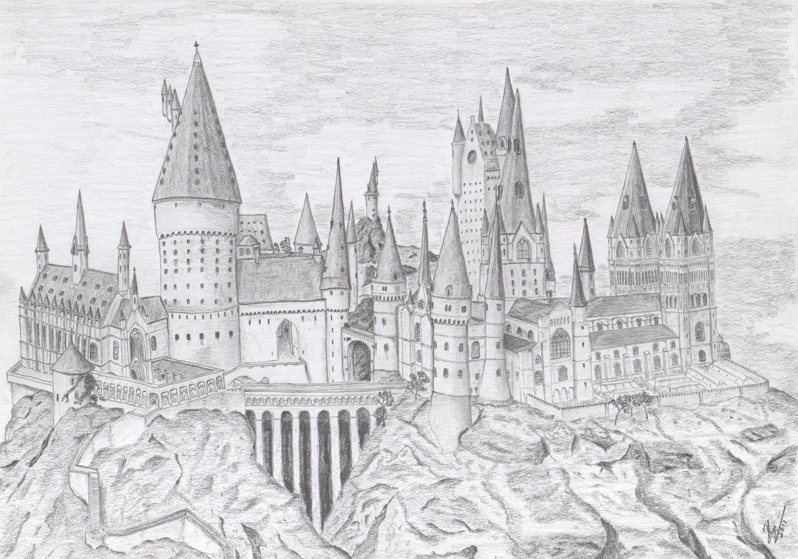 Harry Potter Castle Drawing at PaintingValley.com | Explore collection ...
