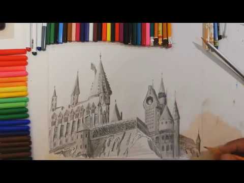 480x360 drawing hogwarts castle from harry potter - Harry Potter Castle Drawing