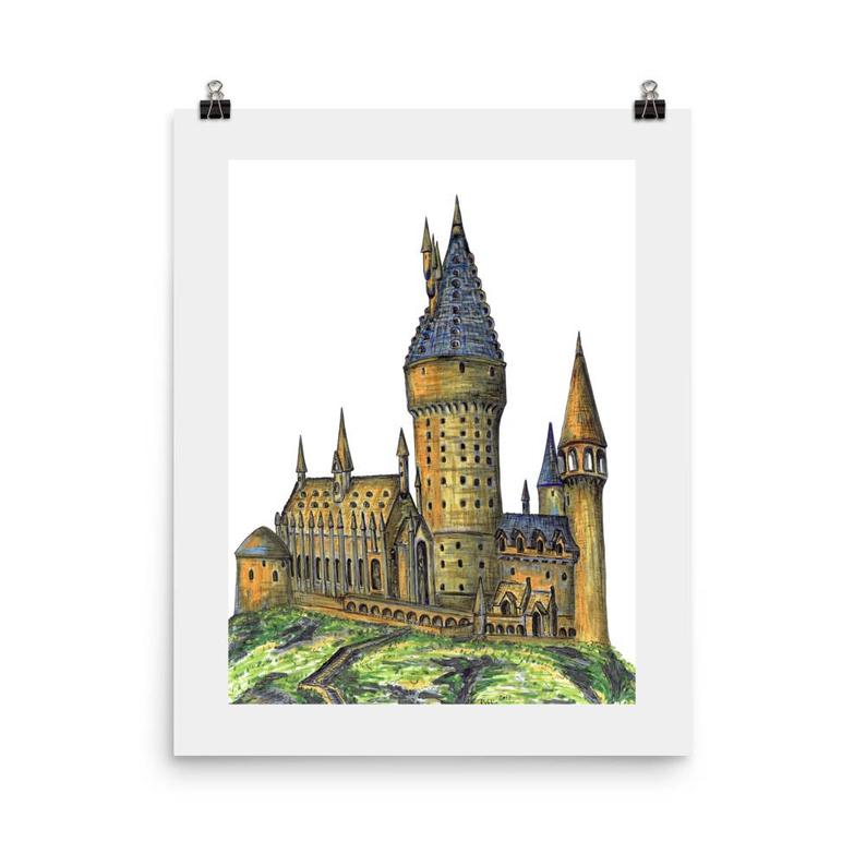 794x794 hogwarts castle art print harry potter castle drawing etsy - Harry Potter Castle Drawing