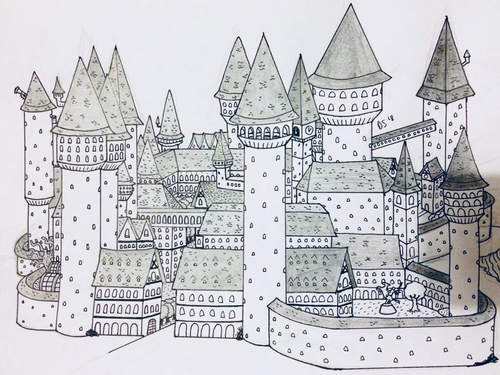 Harry Potter Castle Drawing at PaintingValley.com | Explore collection