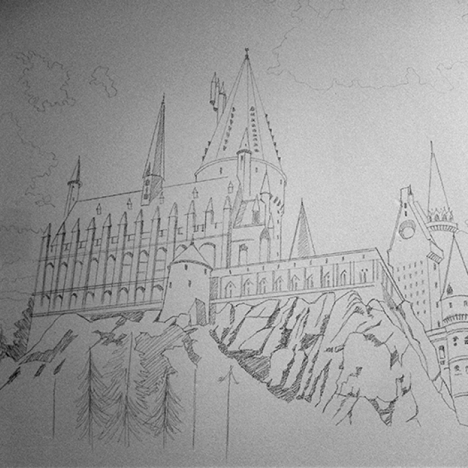 Harry Potter Castle Drawing at PaintingValley.com | Explore collection ...