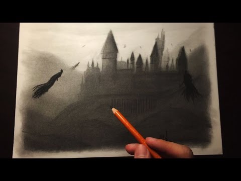480x360 Drawing Hogwarts Castle And Dementors - Harry Potter Castle Drawing