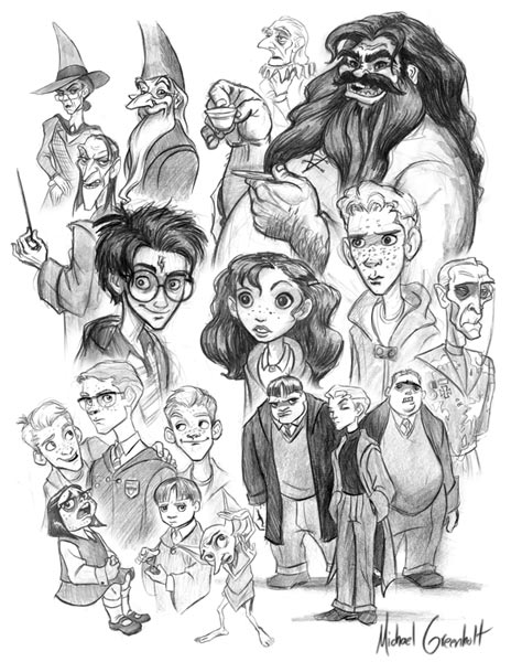 464x600 harry potter characters - Harry Potter Collage Drawing