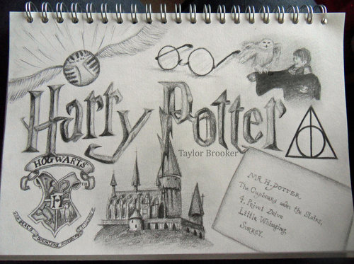 500x373 Harry Potter - Harry Potter Collage Drawing