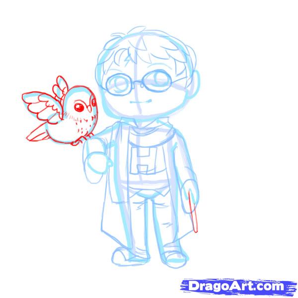 600x600 harry potter chibi - Harry Potter Hedwig Drawing