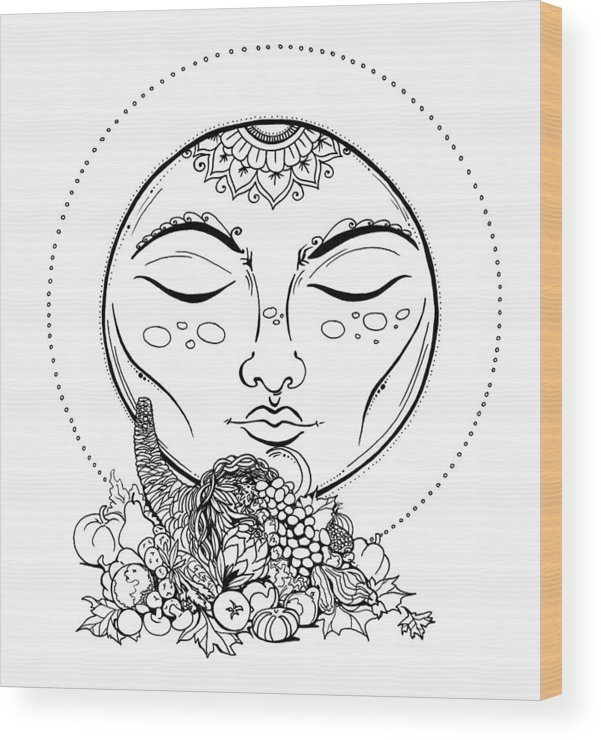601x740 harvest moon line drawing wood print - Harvest Drawing