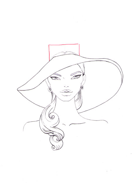 450x624 How To Draw A Fashion Hat I Draw Fashion - Hat Drawing