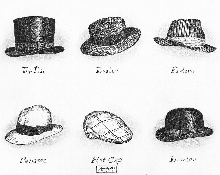 900x719 Hats Of A Gentleman Drawing - Hat Drawing