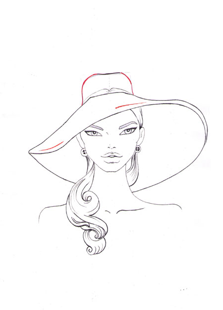 450x624 How To Draw A Fashion Hat I Draw Fashion - Hat Line Drawing