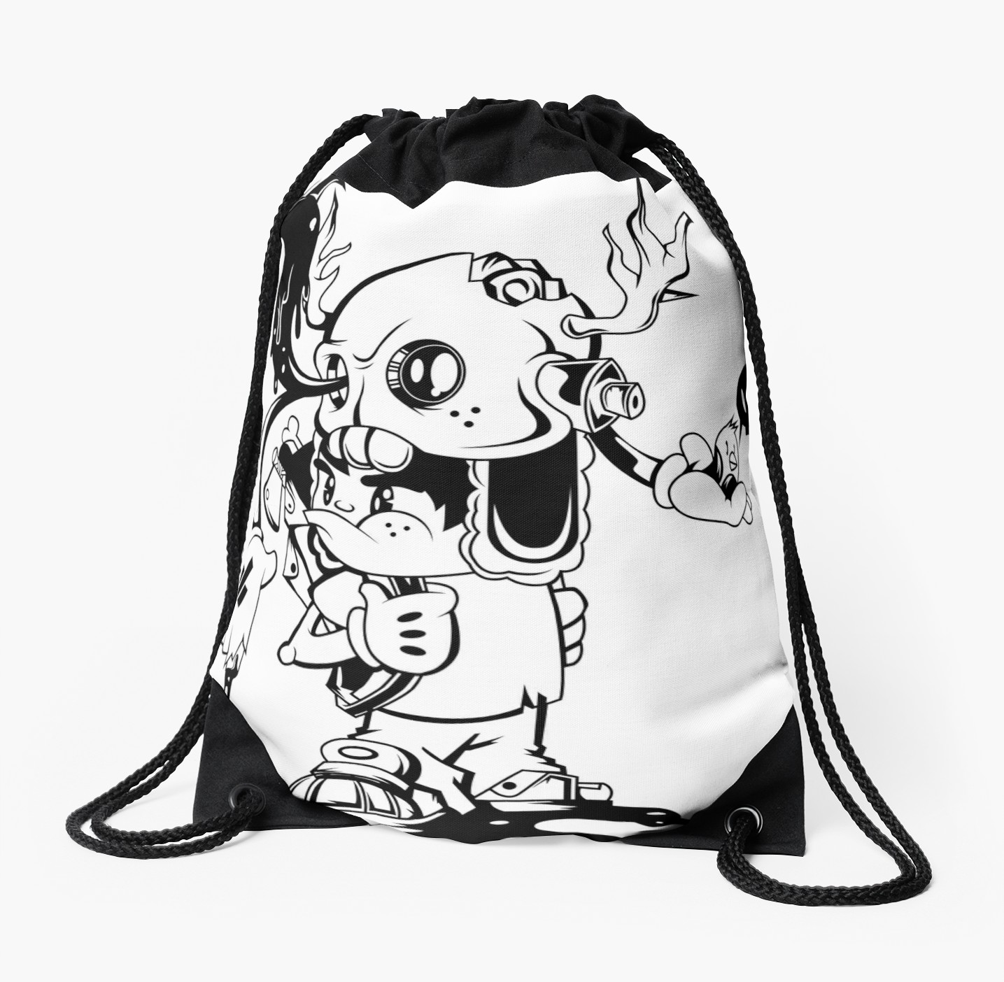 1435x1404 hatchet drawing black and white drawstring bags - Hatchet Drawing