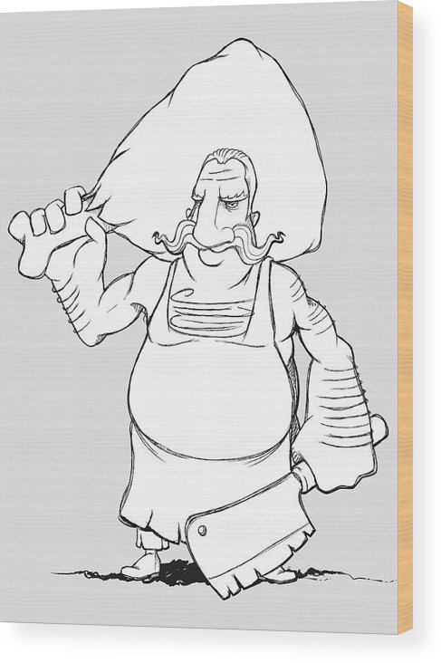 487x732 butcher with hatchet in his hand and gammon freehand drawing wood - Hatchet Drawing