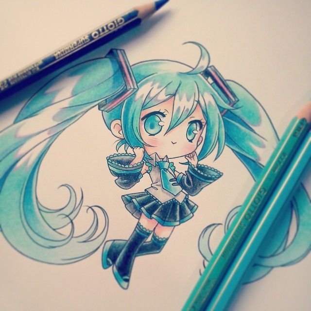 640x640 Omg Love This Drawing!! Miku Fan Forever!! Hatsune Miku Chibi - Hatsune Miku Chibi Drawing