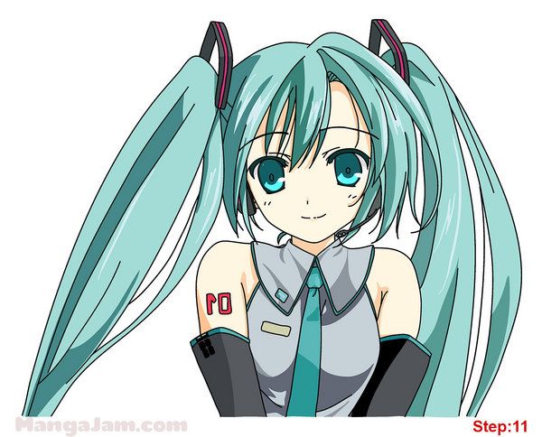 600x484 How To Draw Hatsune Miku From Vocaloid Step Diy Drawing - Hatsune Miku Drawing