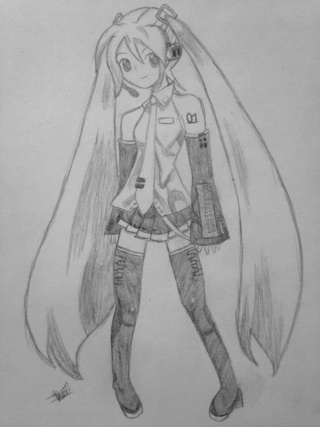 320x427 I Don't Listen To Vocaloid But For Some Reason I Wanted To Draw - Hatsune Miku Drawing