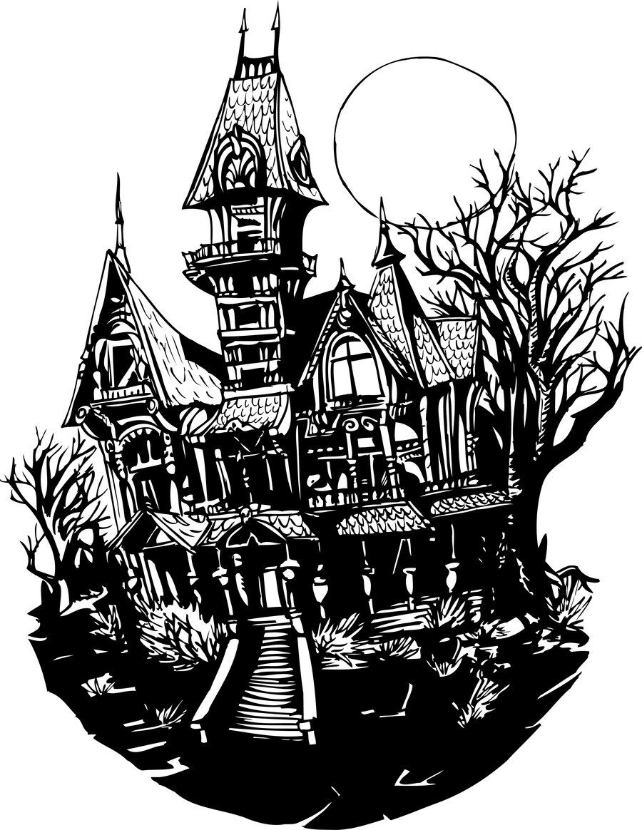 900x1164 Haunted House Drawing - Haunted Castle Drawing