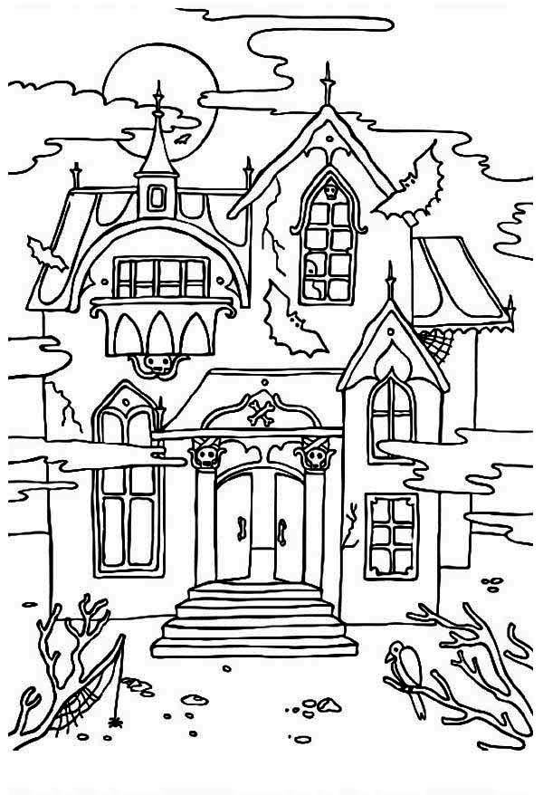 600x878 Spooky Haunted House Coloring Pages - Haunted Castle Drawing