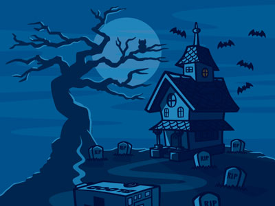 400x300 Haunted House Cartoon Landscape Illustration - Haunted House Cartoon Drawing