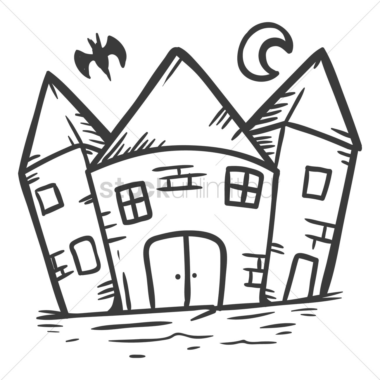 1300x1300 Mansion Drawing Cartoon For Free Download - Haunted House Cartoon Drawing