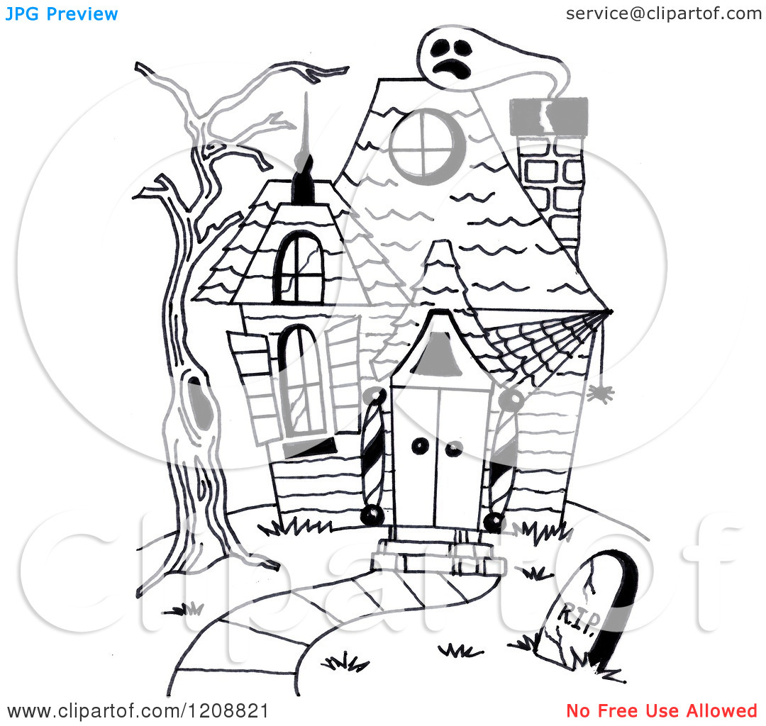 1080x1024 Creepy Pictures To Draw - Haunted House Cartoon Drawing