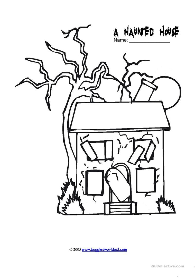763x1079 A Haunted House Drawing Worksheet - Haunted House Drawing