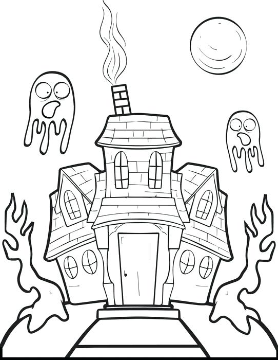 542x700 Halloween Haunted House Coloring Pages - Haunted House Drawing For Halloween