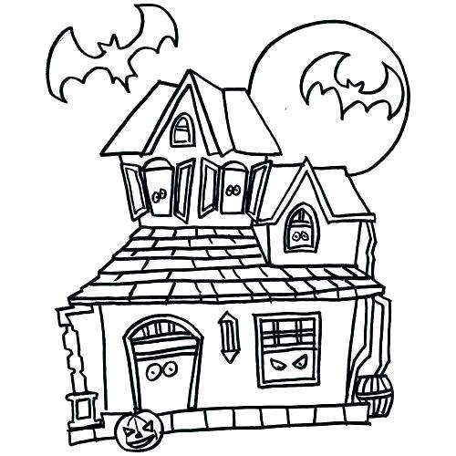 500x500 Haunted House Drawing - Haunted House Drawing For Halloween